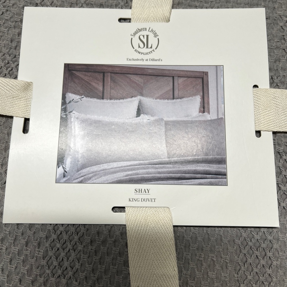 Southern Living Simplicity Gray King Duvet Shay 100% Cotton